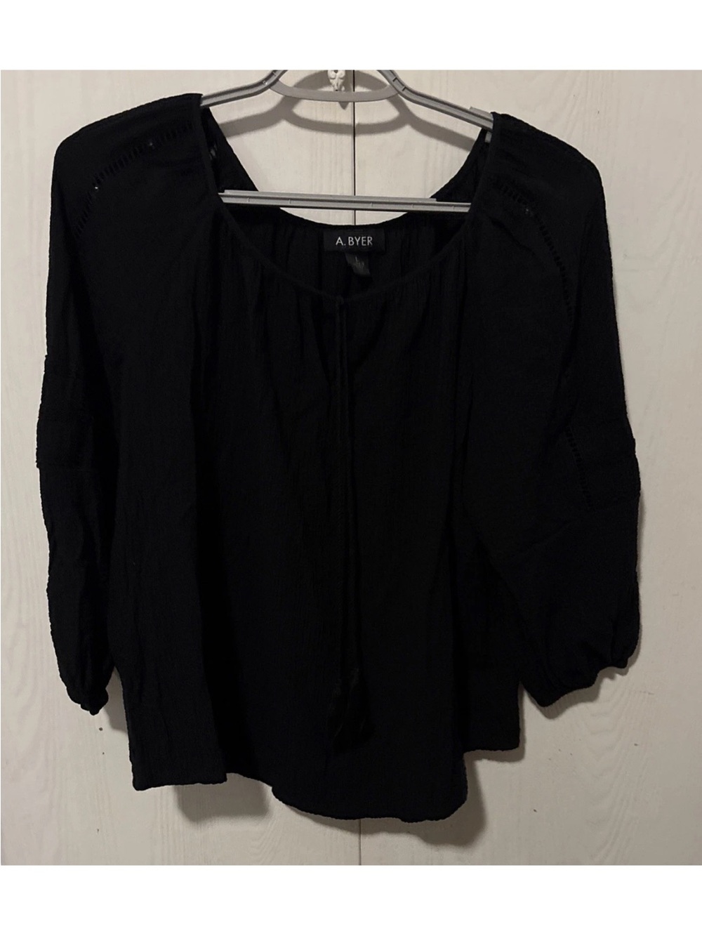 A. Byer Black Peasant Blouse Size L